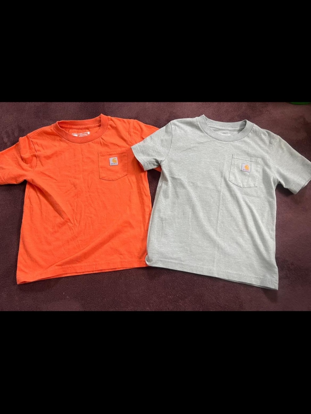 Carhartt Kids Short-Sleeve Pocket Tees in Orange and Light Gray